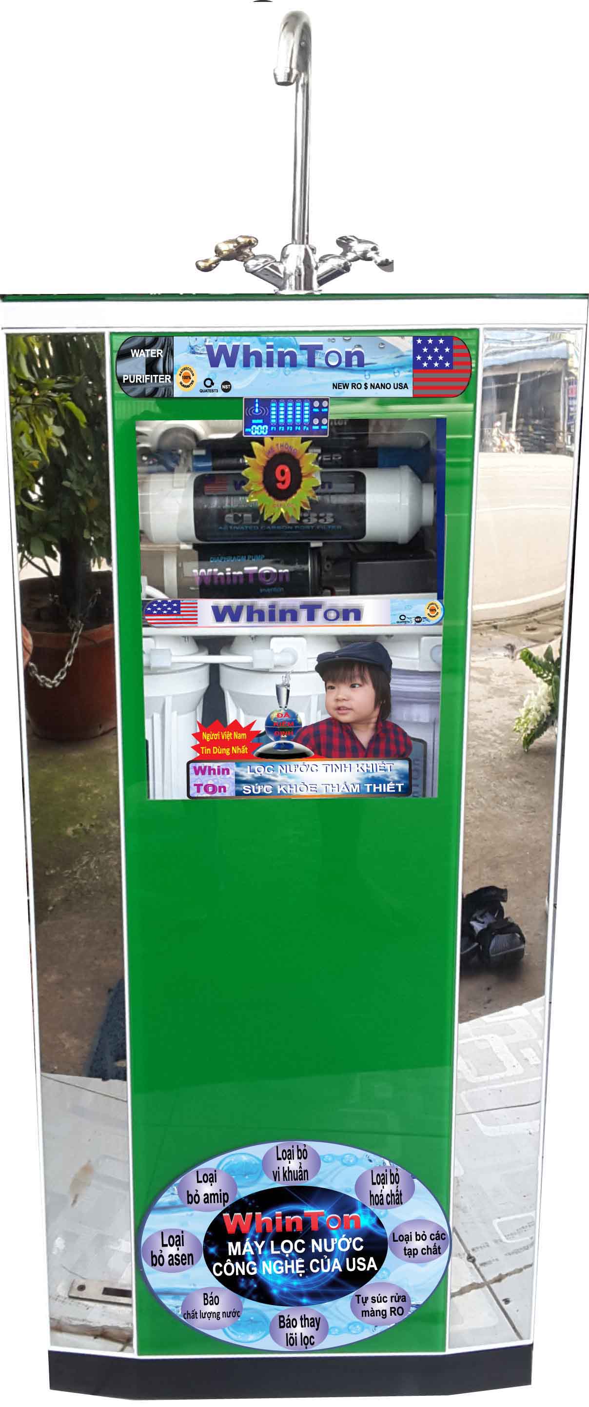 Công nghệ lọc RO 9 lõi, 2 vòi Công nghệ lọc RO 9 lõi, 2 vòi